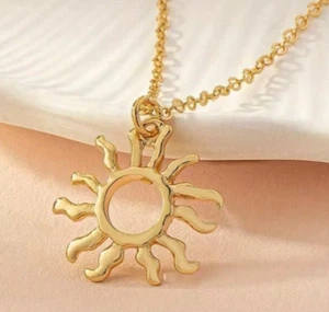 Zara 18K Gold new  sun burst sunburst with a whole in it  necklace chain pendant - Picture 1 of 4