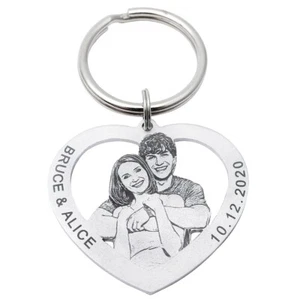 Personalised Photo Keychain , couple, heart shape, Name and date, gift couple - Picture 1 of 1