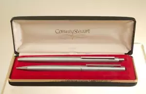 CONWAY STEWART BALLPOINT AND PENCIL SET BRUSHED SILVER W/ORIG CASE C1970 RF3544W - Picture 1 of 3