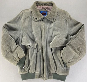 Vintage Horizon Outerwear Genuine Leather Bomber Jacket Gray Suede Size XL Men’s - Picture 1 of 24