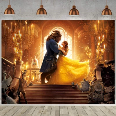 Suministros de La Bella y la Bestia Decoración de Cumpleaños Telón de Fondo Banner Vinilo 7x5 pies Foto 1 de 3