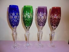 CUT TO CLEAR---CZECH --CRYSTAL--CHAMPAIGN FLUTES--SET OF 4