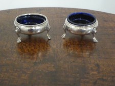 Antique Georgian Sterling Silver Salts, Hallmarked London 1761