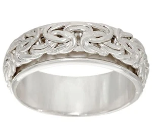 Framed Spinner Byzantine Band Ring Real 925 Sterling Silver QVC Size 5 6 7 - Picture 1 of 4