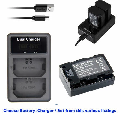Batería recargable NP-FZ100 (2280mAh) para Sony a9 a7Riii a7iii / Cargador USB Foto 1 de 4