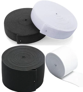 10 M Flat Woven White/Black Elastic 1 inch 2 inch 0.75 1.5 inch Waistband Swing - Picture 1 of 51