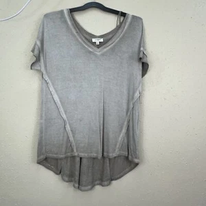 Umgee USA V-Neck Folded Sleeve Top Dust brown Small TC1 - Picture 1 of 9