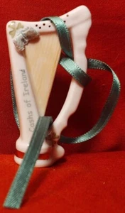 Vintage Irish Dresden Cashs of Ireland HARP Christmas Ornament 2 1/2" - with Box - Picture 1 of 9