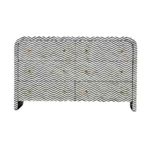 Bone inlay waterfall chevron Sideboard Black, Chest of 6 drawers, zigzag pattern - Picture 1 of 3