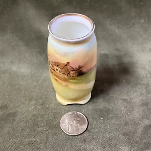 Rare Antique Royal Doulton “Country Cottage" Scene 3 Inch Vase 1920s 30s - Picture 1 of 5