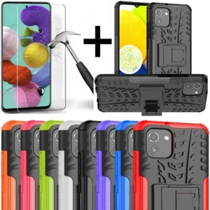 For Samsung Galaxy A04E Case, Slim Shockproof Stand Phone Cover + Tempered Glass - Zdjęcie 1 z 18