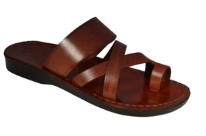 Sandalias bíblicas de Jesús para hombre de cuero genuino natural hechas a mano desde Jerusalén - Imagen 1 de 18