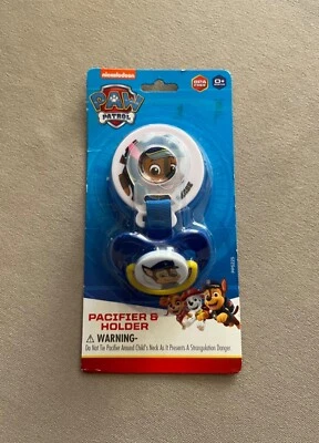 Soporte para chupete y chupete Paw Patrol “Chase” con anillo de silicona, nuevo en paquete Foto 1 de 4