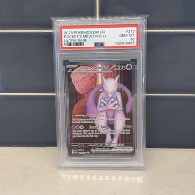 PSA 10 TEAM ROCKET'S MEWTWO EX 213/182 ULTRA RARE DESTINED RIVALS POKEMON - Image 1 of 2