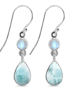 Larimar Gemstone 925 Sterling Silver New Year Gifts Earring Jewelry PJ-63 - Picture 1 of 7