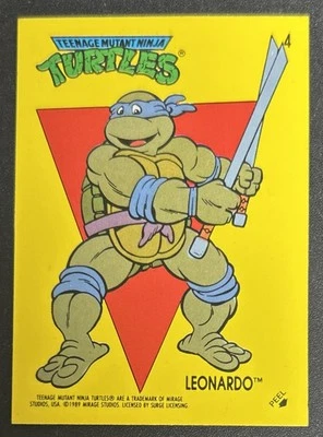 1989 Topps Teenage Mutant Ninja Turtles TMNT Sticker Card Leonardo #4 VG/EX - Image 1 of 2