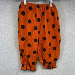 Vintage Malina Pants Kids Girls Size 10 Orange Black Polka Dot Ruched Ankle Crop - Picture 1 of 10