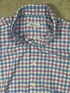 Peter Millar Langarm Knopfleiste rosa blau kariert Herren Large "  - Bild 1 von 6