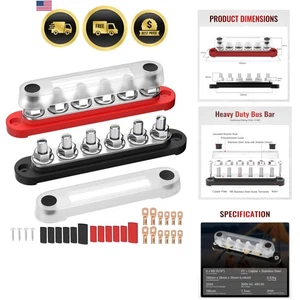 12V Bus Bar Power Distribution Block 250A Marine Car Solar System 6 Pack - Picture 1 of 8