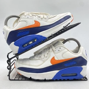 Nike Air Max 90 bianco blu arancione scarpe da ginnastica taglia UK 5 donna pelle palestra grosse - Foto 1 di 8