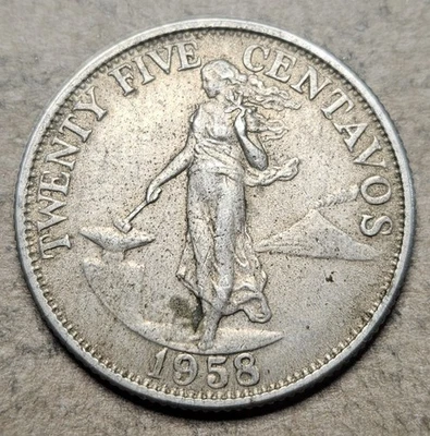 Philippines 25 Centavos - 1958 - Copper Nickel Zinc Coin - KM 189.1 - World Coin - Image 1 of 2
