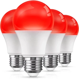 Red Light Bulbs Outdoor, Dusk to Dawn Sensor A19 Porch Lights 40W Equivalent,... - Picture 1 of 7