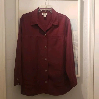 Chaqueta con botones vintage Chicos mezcla de lino granate talla 2 grande Foto 1 de 4