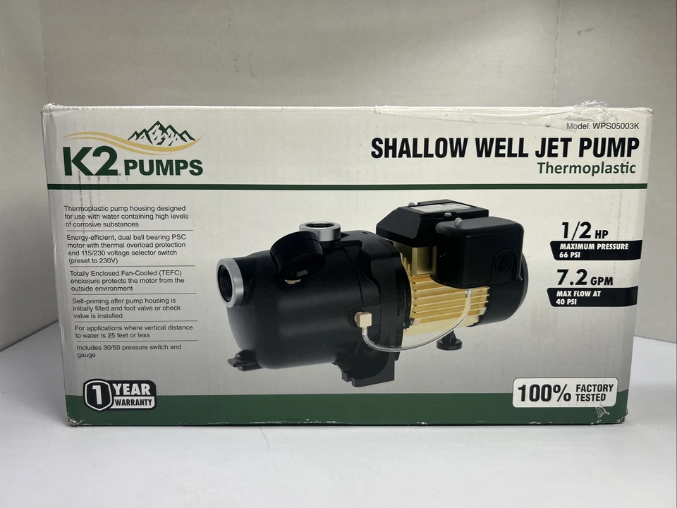 K2 Pumps WPS05003K 1/2 HP Shallow Well Jet Pump