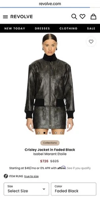 Isabel Marant Crisley Jacket Faux Leather Bomber Black. US size fits 6 -8  - Image 1 of 4