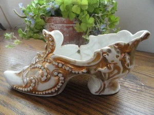 Antique Porcelain Shoe Boot Slipper White Gold VERY OLD Porcelain "As Is" Vanity - Picture 1 of 1