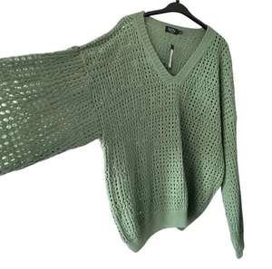 XL Sage Green Crochet Jumper from Boohoo, unisex - Picture 1 of 5