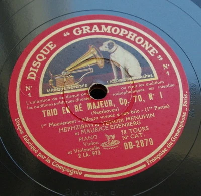 HEPHZIBAH & YEHUDI MENUHIN, MAURICE EISENBERG − BEETHOVEN TRIO op70 No1 3x78rpm - Image 1 of 3
