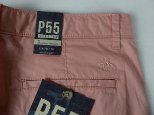Original Penguin Straight Fit P55 Stretch Cotton Flat Front Shorts NWT $69 Coral - Picture 1 of 14