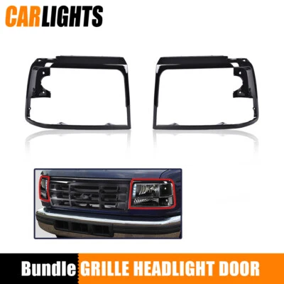 2X Headlight Trim Bezels Black LH & RH Fit For Ford Bronco F150 F250 F350 F450 Foto 1 de 4