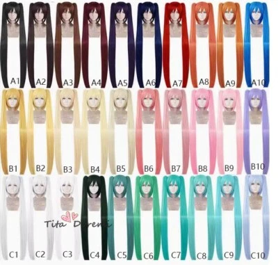 TITA-DOREMI 100cm Lange Cosplay Perücke Wig Universal Hatsune Miku Double Ponytail COS Haar