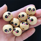 Round Wooden Beads Cat Panda Girl Smiling Face Wood Balls 18mm 10pcs/set Diy