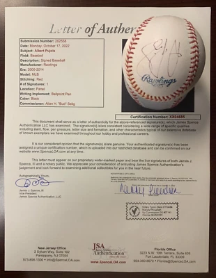 Albert Pujols Signed MLB Baseball with JSA Letter of Authenticity - CM 760 - Image 1 of 4