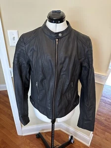 Xhilaration Women Black Faux Leather Jacket Large - Picture 1 of 4