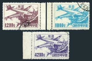 Korea South C6-C8, CTO. Michel 154-156. Air Post 1952. Douglas C-47, Ship. - Picture 1 of 1