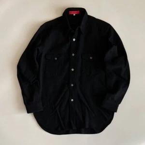 Yohji Yamamoto Y's For Men Red Label Black Wool Flannel Work Shirt Size 2 - Picture 1 of 7