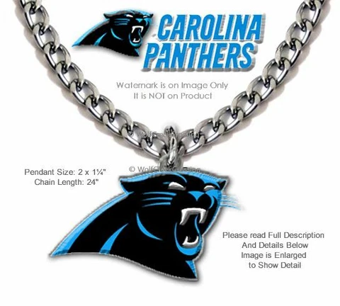 LARGE CAROLINA PANTHERS NECKLACE STAINLESS STEEL CHAIN NFL FOOTBALL  FREE SHIP' Cover