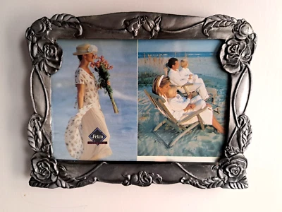 Fetco - Marco de fotos de peltre floral de 4 1/2" x 6" - El tamaño de la foto es de 3 1/4" x 4 3/4" Foto 1 de 4