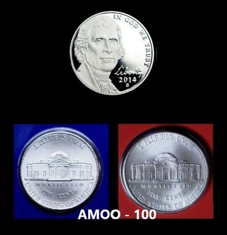 2014 P D S - Proof Jefferson Nickel with P & D from US Mint 3 Coin Set Cover