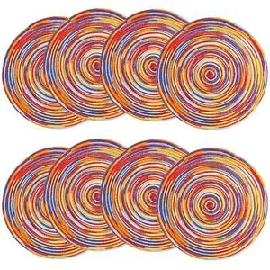 8 Pack Round Colorful Braided Placemats for Dining Tables Holiday Party Decor - Picture 1 of 9