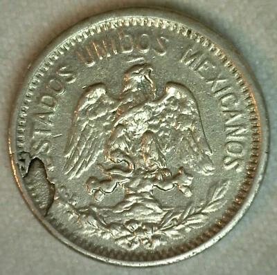 1907 Mexico Nickel 5 Centavos Extra Fine Circulated 5c Mexican Die Error Coin - Image 1 of 2