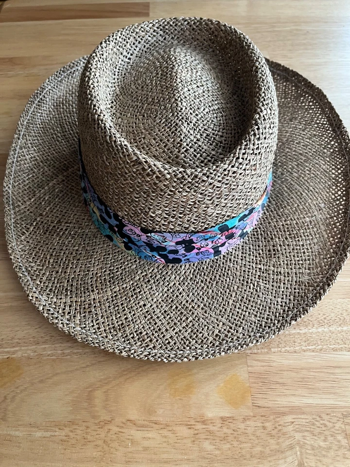 Винтажная соломенная панамская шляпа Disney The Walt Disney Company с ремешком Микки-Мауса сделано в США - Изображение 1 из 4