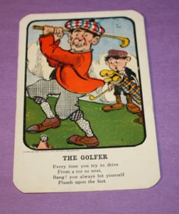 Antike Aurochrome Comic Postkarte - Der Golfer - Bild 1 von 2