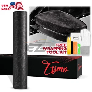 ESSMO PET Marble Forged Matte Carbon Fiber Black Car Vehicle Vinyl Wrap Decal - Picture 1 of 12