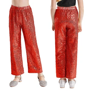 Kids Girls Dance School Pants Active Trousers Sequins Streetwear Loose Bottoms - Picture 1 of 73