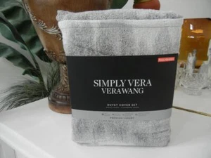 SIMPLY VERA VERA WANG ABSTRACT CANVAS SMOKE GRAY FULL/QUEEN DUVET COVER SET $160 - Picture 1 of 3